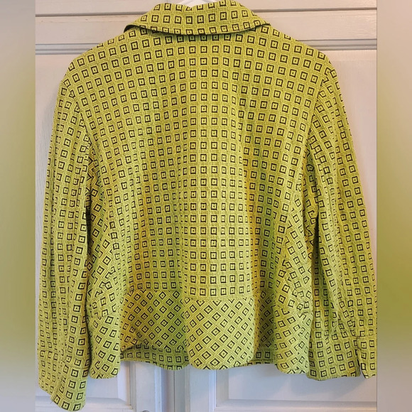 Erin London Full Zip Green Black Geometric Jacket - Picture 5 of 8
